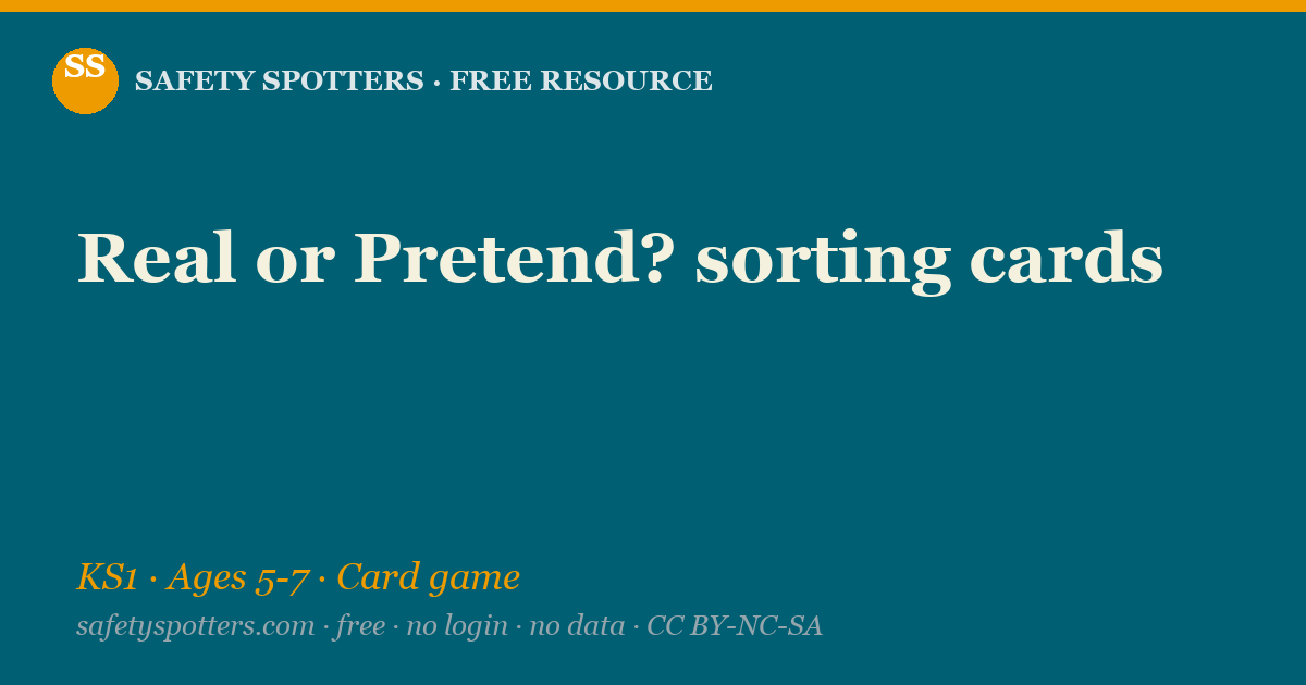 Real or Pretend? sorting cards — Safety Spotters